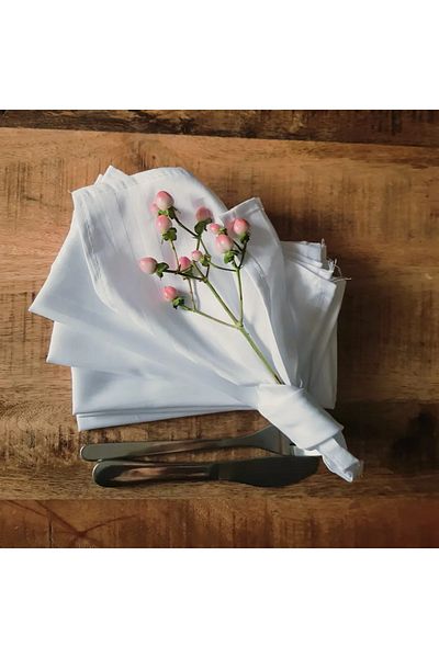 Kotonia Home Set of 10 Kotonia Home Table Napkins - 35x45 cm, Damask with 1 cm stripes, 100% cotton, white