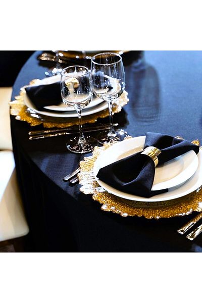 Kotonia Home Set Of 10 Table Napkins - 45x45 Cm, Damask Satin Delux, 100% Cotton, Navy Blue
