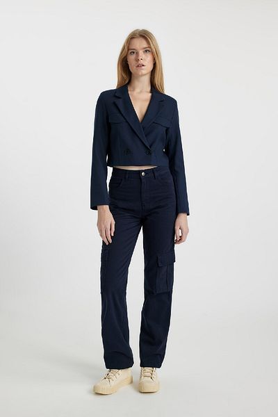 DeFacto High Waist Cargo Pocket Gabardine Pants - Coool Straight Fit B0458Ax23Au