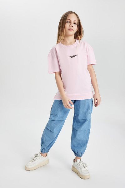 DeFacto Pantaloni de blugi cu bandă flexibilă pentru fete Cargo Fit B4952a824sp