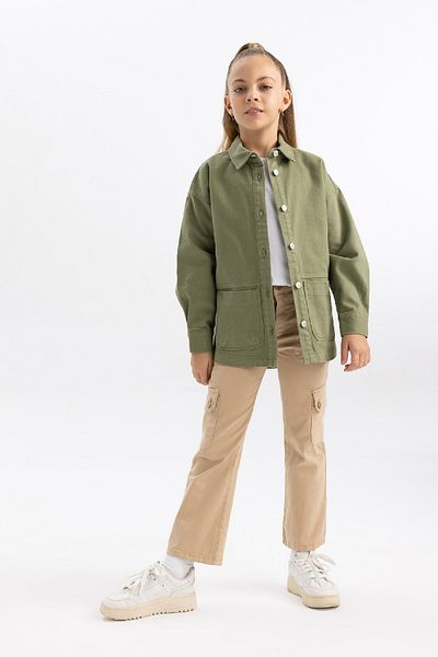 DeFacto Girl's Cotton Flared Trousers - Cargo Fit A9607a823wn