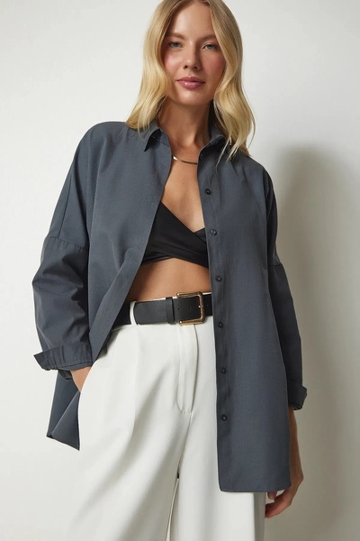 MODA Жіноча антрацитова довга базова сорочка