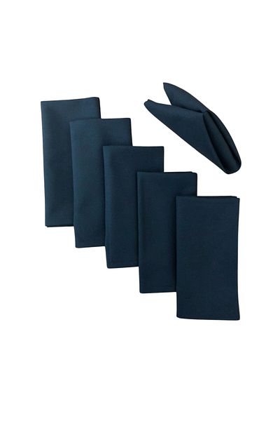 Kotonia Home Set Of 10 Table Napkins - 45x45 Cm, Damask Satin Delux, 100% Cotton, Navy Blue