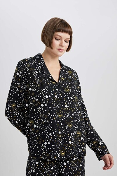 DeFacto Fall In Love Viskon Uzun Kollu Pijama Üstü B0214ax23wn