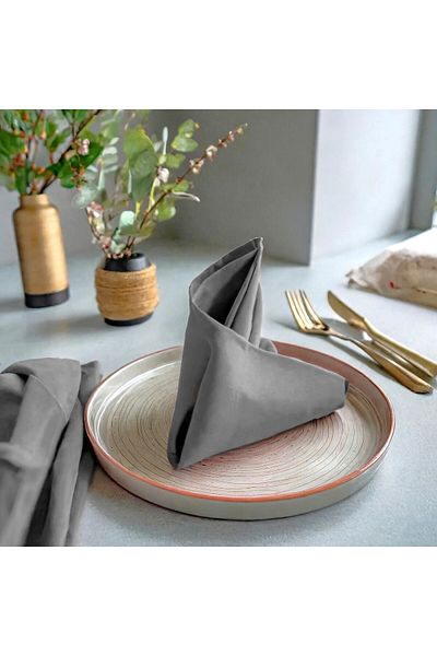 Kotonia Home Set Of 10 Hotel Table Napkins, 100% Cotton, Ranforce, Size 35x45 Cm, Light Gray
