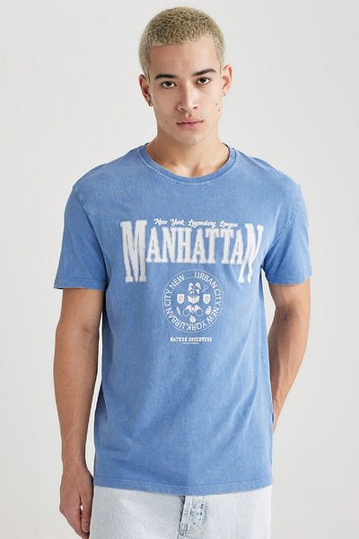 DeFacto Regular Fit Crew Neck Printed Short Sleeve T-Shirt B1122ax23hs