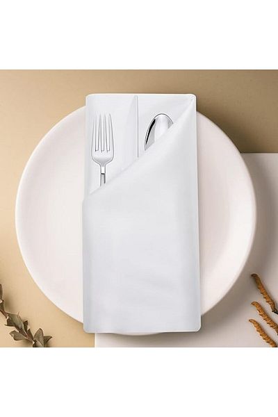 Kotonia Home Set Of 10 Table Napkins - 45x45 Cm, Damask Satin Delux, 100% Cotton, White