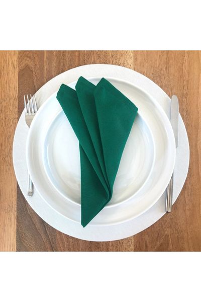 Kotonia Home Set Of 10 Table Napkins - 45x45 Cm, Damask Satin Delux, 100% Cotton, Emerald Green