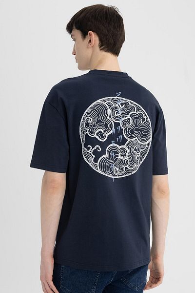 DeFacto Relax Fit Crew λαιμόκοψη με εμπριμέ κοντομάνικο μπλουζάκι B5041ax24sp
