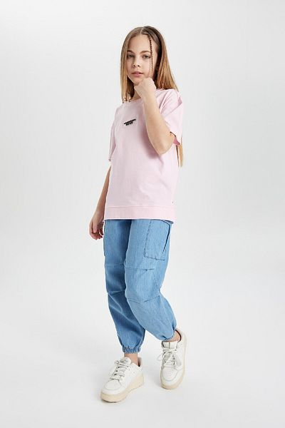 DeFacto Pantaloni de blugi cu bandă flexibilă pentru fete Cargo Fit B4952a824sp