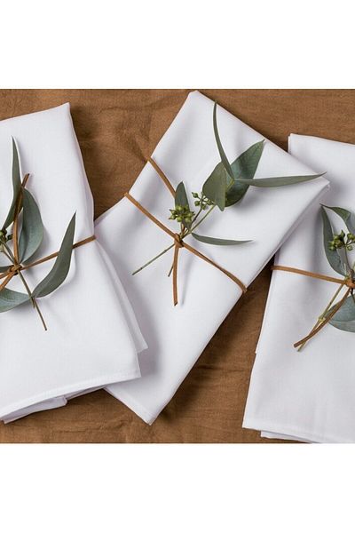 Kotonia Home Set Of 10 Hotel Table Napkins, 100% Cotton, Percale, White, 35×35 Cm