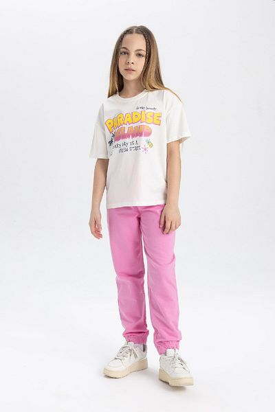 DeFacto Girl's Crew Neck Printed Relax Fit T-Shirt - Short Sleeve B5125A824Hs