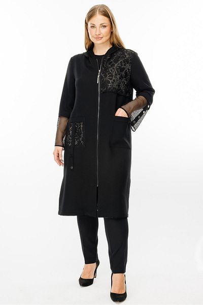 Moda İlgi Women's Large Size, Mesh and Stone Detailed Door Cap Black
