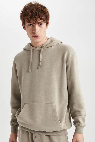 DeFacto Regular Fit Hooded Washed Pale Effect Kangaroo Pocket Sweatshirt B1118Ax23Au
