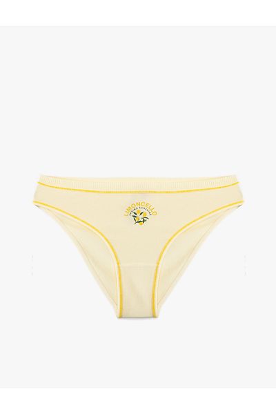 Koton New Season Cotton Stitching Detailed Lemon Printed Women's Panties