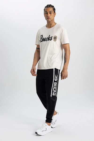 DeFacto Fit Slim Jogger Sweatpants Nba Milwaukee Bucks Standard Fit Ελαστικό πόδι B3913ax24sp