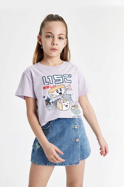 DeFacto Tricou cu mânecă scurtă imprimat pentru fete B5166a824hs
