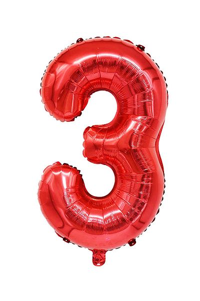 Patladı Gitti 3 Number Red Foil Balloon 34 Inch 76-82 cm
