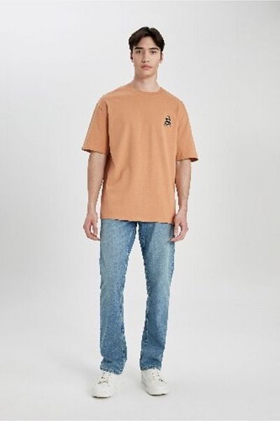 DeFacto Bedrucktes Komfort-Fit-T-Shirt mit Rundhalsausschnitt – bequeme Passform mit kurzen Ärmeln B5814ax24sp