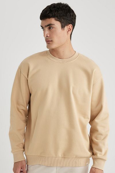 DeFacto Oversize Wide Fit Crew Neck Basic απλό φούτερ T5139az24sp