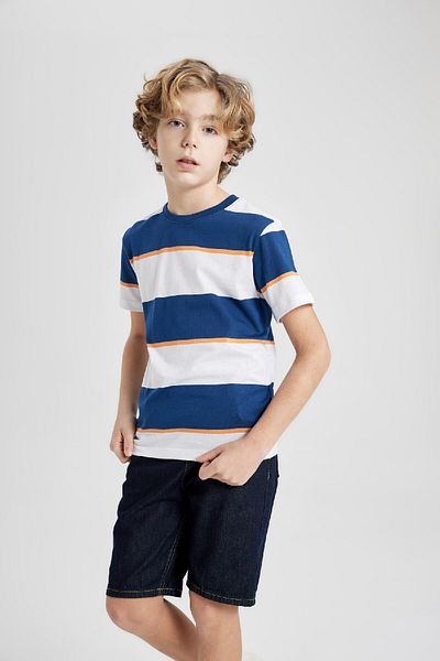 DeFacto Tricou cu mânecă scurtă cu dungi B5931a824sm pentru băiat