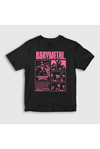 Presmono Unisex Çocuk Siyah Kawaii Müzik Babymetal T-Shirt 527411tt