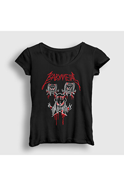 Presmono Kadın Siyah Band Müzik Babymetal T-Shirt 526419tt