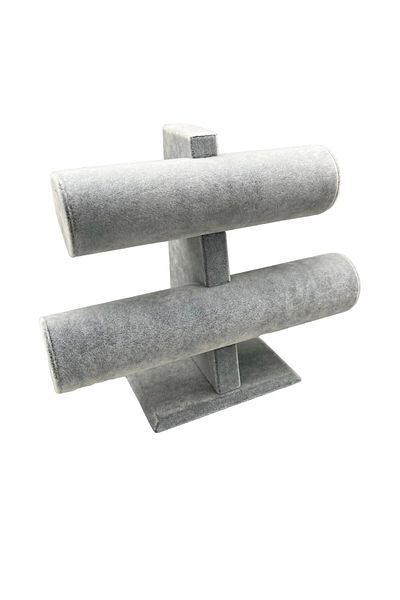 MeGass Dekor Εγχώριας παραγωγής Suede Coated Grey Χρώμα 26/18 cm Βάση προβολής βραχιολιού ρολογιού δύο σταδίων