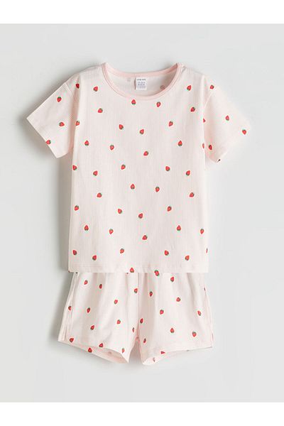 LC Waikiki Lcw Baby Strawberry Printed Baby Girl T-Shirt and Shorts 2-Pack