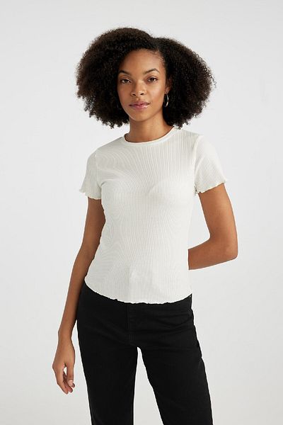 DeFacto Fitted Crew Neck Ribbed Camisole Basic Plain Short Sleeve T-Shirt K7064Az24Sm
