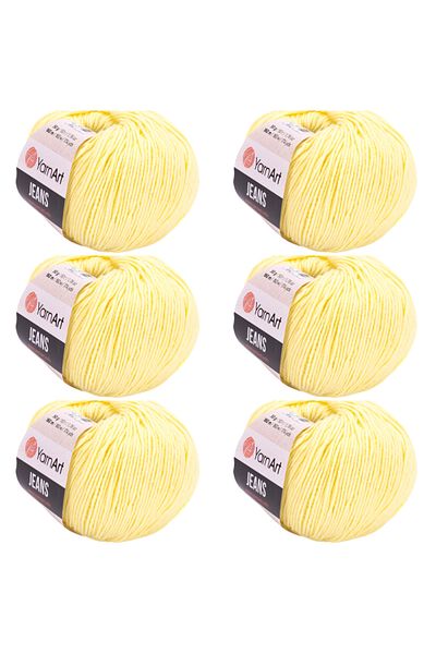 Yarnart Soft Textured Jeans 6-Piece Hand Knitting Thread Set, Baby Friendly Cardigan and Amigurumi
