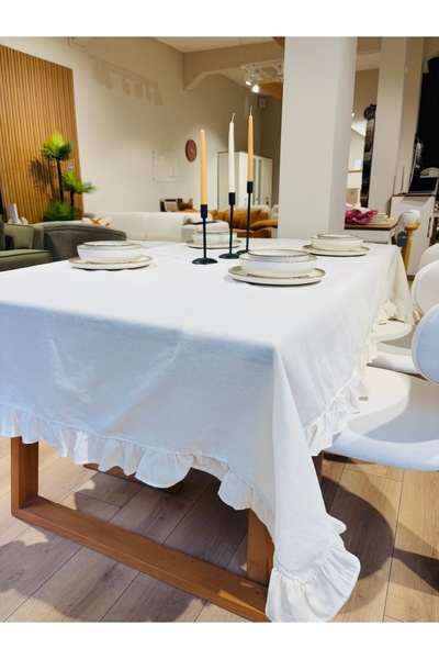 SOFT DEKOR مفرش طاولة قطن لون كريمي 160x220 سم |   تصميم أنيق