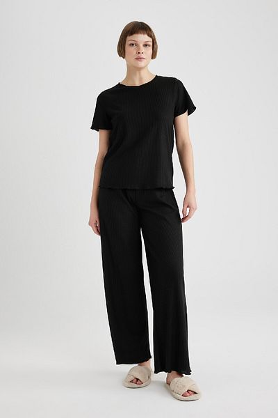 DeFacto Regular Fit, okrągły dekolt, swobodny, krótki rękaw, piżama Top-fall In Love B6701ax24sp