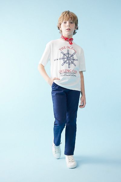 DeFacto Boy's Oversize Wide Fit Crew Neck Printed Short Sleeve T-Shirt B5773A824Sm