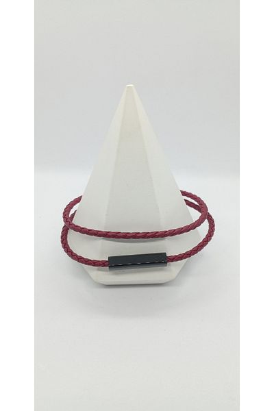 ndjewelry سوار جلد مضفر لون أحمر (40 سم)