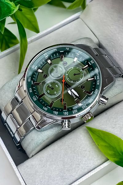 S.POLO Silver Color Khaki Dial Men's Wristwatch with Bracelet Gift