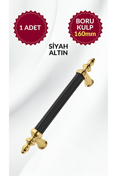 MKLAKS 160MM Plastik Boru KULP (SİYAH-ALTIN) Mobilya Mutfak Çekmece Dolap – D...