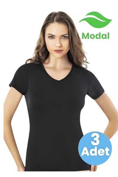 Tezzgelsin Жіночий топ на короткий рукав з V-подібним вирізом і модалу