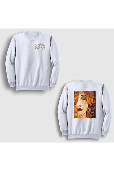 Presmono Φούτερ Unisex White Golden Tears Freya Gustav Klimt με στάμπα στην πλάτη 527278 ττ