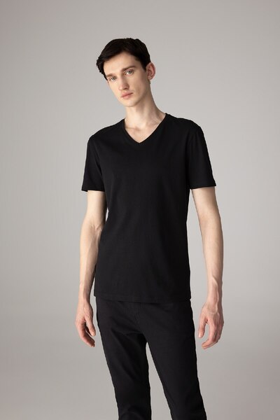 DeFacto Μπλουζάκι με κοντό μανίκι με λεπτή εφαρμογή με λαιμόκοψη V M7668az24sp