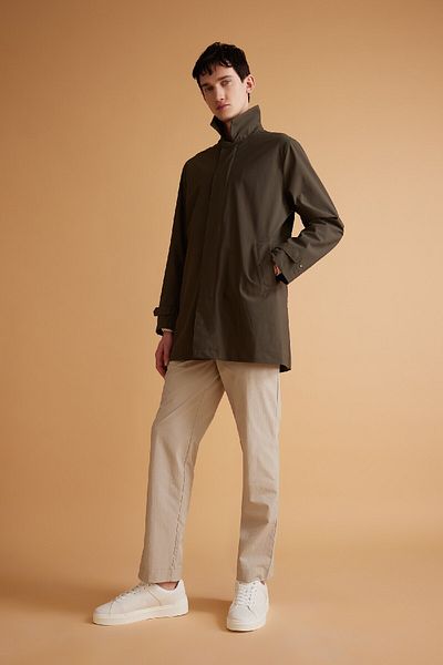 DeFacto Αδιάβροχο αντιανεμικό Slim Fit Parka - Polo Collar, με τσέπη με φερμουάρ B6305ax24sp