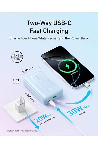 Anker Anker Power Bank Zolo 20000mAh High-Speed 30W with Built-in USB-C Cable
