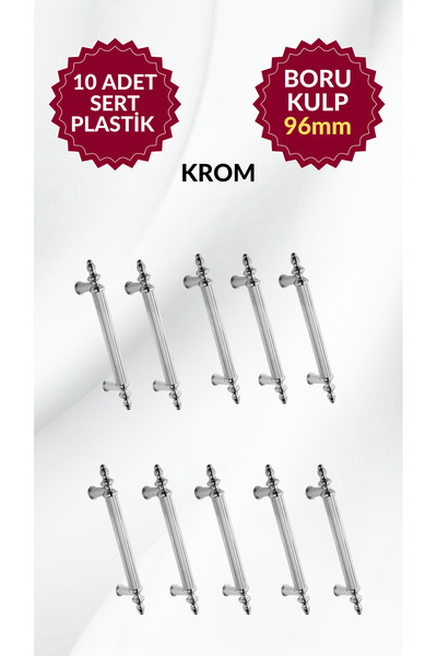 MKLAKS 96MM Plastik Boru KULP (KROM) Mobilya Mutfak Çekmece Dolap 10lu Paket ...
