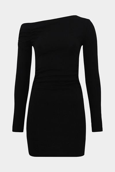 Açelya Okcu Premium One Shoulder Detailed Cotton Flexible Mini Dress
