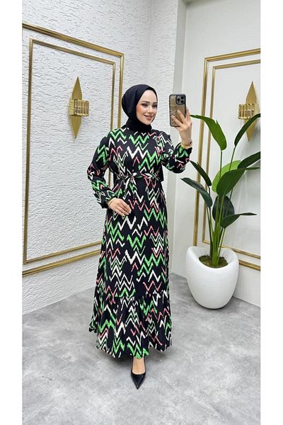 Nergis Neva Butik Φόρεμα Hijab με ζιγκ-ζαγκ σχέδιο