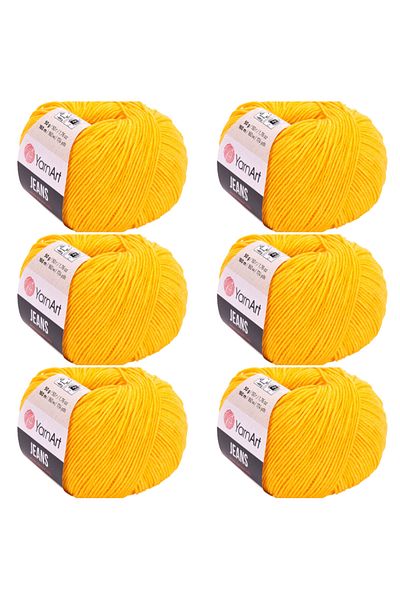 Yarnart Jeans 6-Piece Hand Knitting Yarn Set, Soft Textured, Baby Friendly, Cardigan, Amigurumi