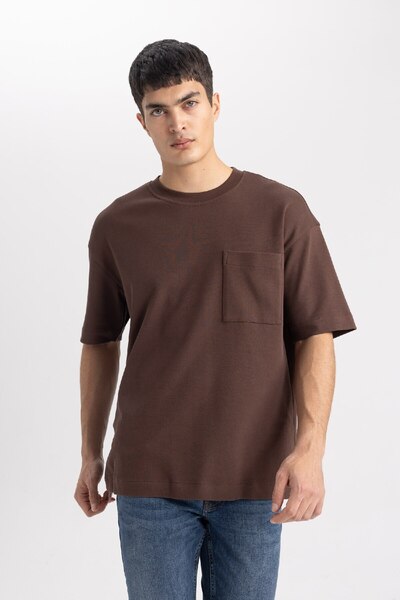 DeFacto Oversize Crew Neck 100% βαμβακερό βαρύ μπλουζάκι - κοντομάνικο T3661az24sp