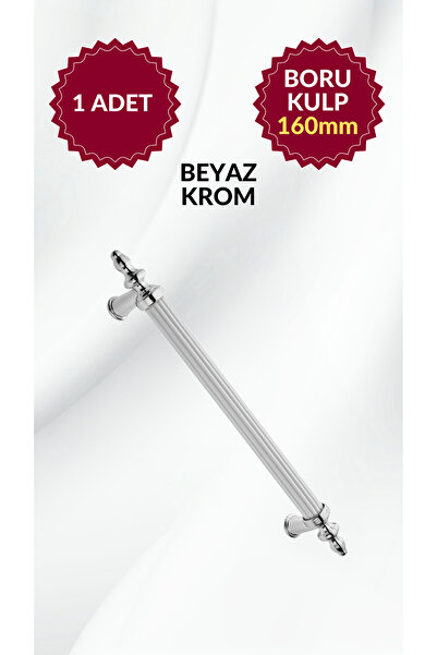 MKLAKS 160MM Plastik Boru KULP (BEYAZ-KROM) Mobilya Mutfak Çekmece Dolap – Da...