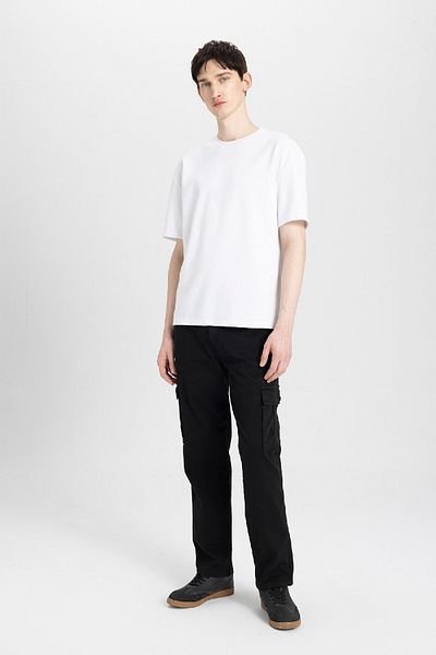 DeFacto Gabardine Trousers Straight Leg with Cargo Pockets B6366Ax24Sp