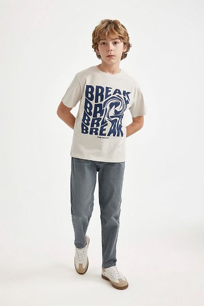 DeFacto Boy's Balloon Fit Straight Leg Jean Trousers B6453A824SM